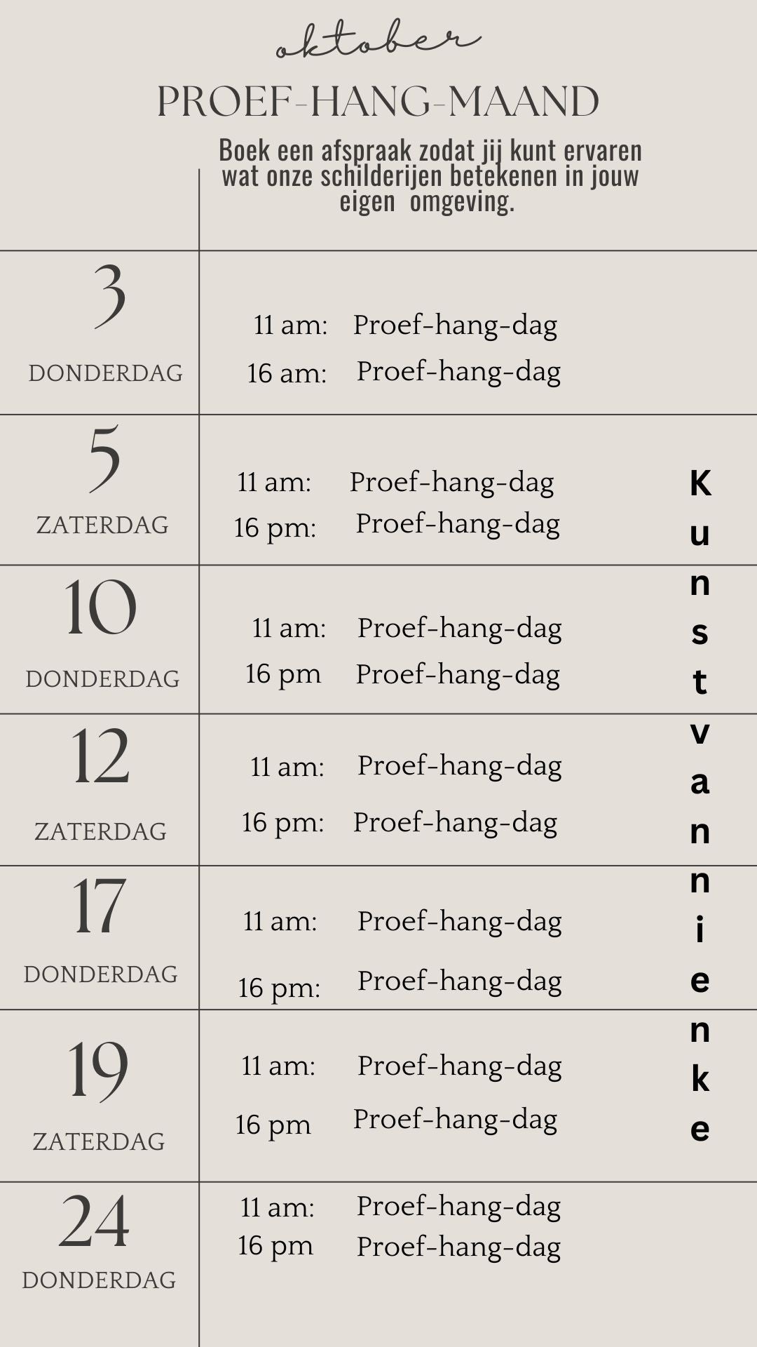 OKTOBER= GRATIS PROEF-HANG-MAAND